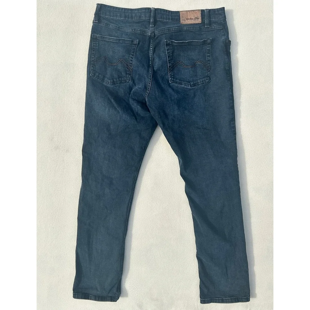 Urban Star Mens Premium Apparel Straight Leg Jeans Dark Wash Blue 36x34